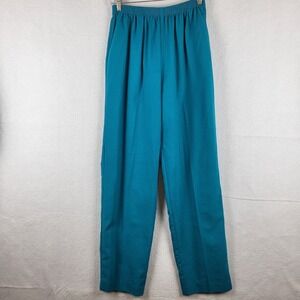 Alfred Dunner Womens Teal Blue Elastic Waist Pants Size 12